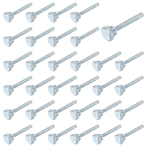 QUARKZMAN 40 Pcs Tornillos De Manija Moleteados M4x30mm, Acero Al Carbono Zincado Cabeza Plana Moleteada Tornillos Completamente Roscados Para Hogar, Máquina