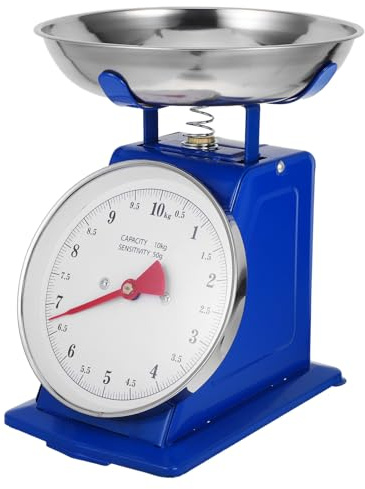 Ipetboom Bilancia Meccanica da Cucina Analogica Vintage 10 Kg con Ciotola in Acciaio Inox Rimovibile, Scala per Ingredienti Secchi, Quadrante Grande Infrangibile per Preparazione Pasti