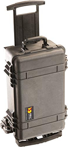 PELI 1510M Trolley, Mobiler Rollkoffer mit Teleskopgriff, IP57 Wasser- und Staubdicht, 27L Volumen, Kein Schaum, Schwarz
