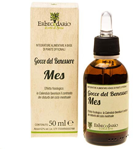 Gocce del Benessere Mes Erbecedario Supporto Efficace per il Contrasto dei Dolori Mestruali con Tintura Madre di Calendula, Meliloto e Angelica, Integratore Ciclo Mestruale, 1 Flacone 50ml