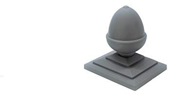 Linic UK Made Acorn Top Fence Finial x 4 & 4 x 3 Fence Post Cap. Rot Proof, UK Made. (GT0066) Free UK Delivery (Grey)
