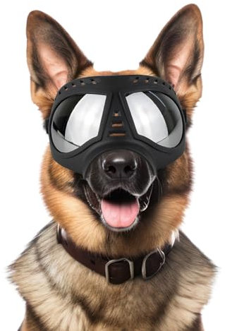 PETLESO Hunde Sonnenbrille Augenschutz Hundebrille Schutzbrille Fuer Große Hunde für Outdoor-Aktivitäten (Schwarz)