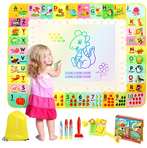 Eisaro Alfombra para Pintar con Agua 120x90 cm - Juguetes para Niños 2 a 6 Años - Pizarra Mágica con Libro de Dibujo y 4 Bolígrafos para Juegos Educativos para Niñas