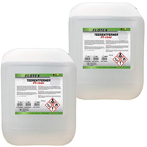 Flotex® Profi Teerentferner Auto - 2x10L I Teer Entferner für Auto, Wohnmobil, Werkzeuge & Mehr - Löst effektiv Rückstände von Teer, Bitumen, Öl & Fett I Bitumen Entferner, Baumharzentferner