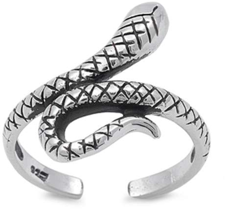 7K Zehenring aus 925 Sterling Silber als Fußschmuck für Damen, Herren und Mädchen, Größenverstellbar, Schlange 3
