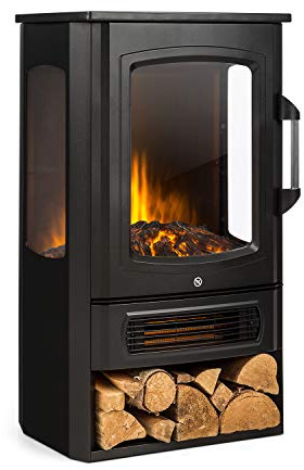 Klarstein Cheminée Electrique d'Intérieur, Chauffage Electrique de 2000W, Fausse Cheminée Decorative avec Effet Flamme en LED, Programmable, Minuterie, Thermostat Réglable