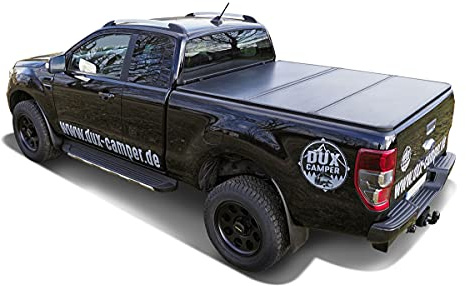 Hansen Styling Parts Copertura per vano carico adatto per Ford Ranger – Extra Cab / cabina corta (2012-2022) – 3 pezzi pieghevole – alluminio nero verniciato a polvere