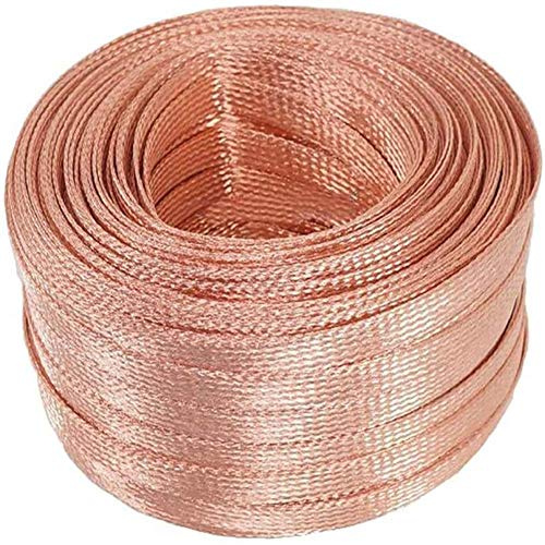 Copper Braided grounding Wire, Copper Braided Expandable Sleeve Cable, Width: 25mm, Thickness： 2.0mm， Length: 1m