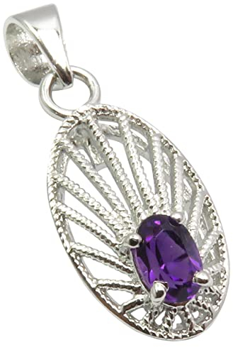 SilverStarJewel Massiver Sterlingsilber Lila Amethyst Februar Geburtsstein Designer Anhänger 2,7 cm 1,7 Gramm