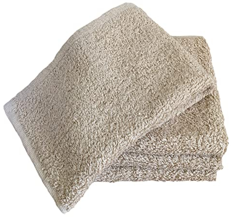 Sue Rossi Face Cloths Pack of 4, Turkish Combed Cotton, 30cm x 30cm, Soft, Absorbent & Quick Dry Wash Cloth Flannels Set Of Bathroom Towels (Natural, 4)