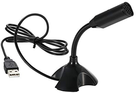 Samnuerly Mini micrófono USB para grabación de Voz, micrófono Ajustable para Ordenador portátil, Soporte para micrófono con Soporte para PC de Escritorio
