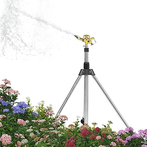 Regner Stativ, Rotating Tripod Sprinkler, Sprinkler mit 360-Grad-Drehung, Teleskop Stativregner, Teleskopstativsprinkler Für Große Flächen, Hof, Garten, Rasen