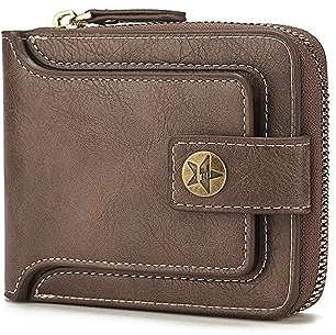 FuninCrea Portefeuille Homme, Portefeuille pour Homme en Cuir PU, Porte Monnaie Hommes Portable avec Fermeture à Glissière, Portefeuille Cuir Hommes Compartiments Multiples avec ID Fenêtres