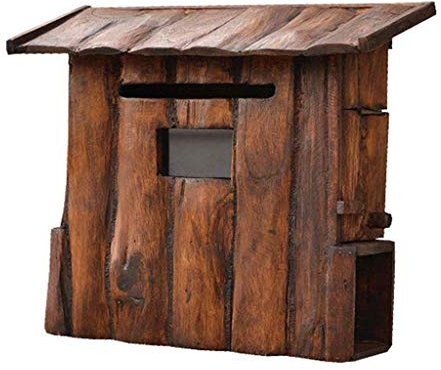 Vintage-Briefkasten aus massivem Holz, origineller ökologischer Briefkasten, regenfest, für den Außenbereich