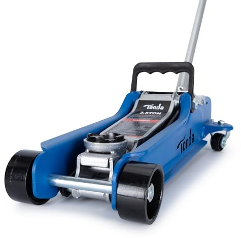 TONDA Low Profile Car Jack, 2.5 Ton (5,000 lb) Hydraulic Trolley Floor Jack for Garage, Home, Shop, Lifting Range 3.35 to 14.57, Blue