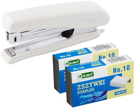 D.RECT 5221 Heftgerät mit 2.000 Heftklammern, Hochleistungsheftgerät, Büroheftgerät, Industrieheftgerät, Tischheftgerät, Hefter 20 Blatt, Tacker für Büro, Heftgerät für den Schreibtisch, Weiss