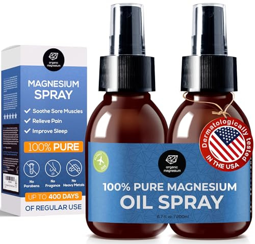 Ultra Pur MagnesiumÖl Spray 2x100ml - 100% Natürlich Reines Zechstein Öl von Organic Magnesium | Perfekt für Sport & Muskel entspannung | Flüssig MagnesiumChlorid Oil Konzentrat