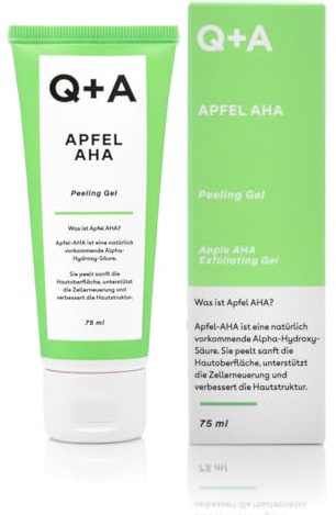 Q+A Apfel-AHA-Peeling-Gel 75ml | Natürlich Vorkommende Apfel- und Milchsäure Verbessern Sichtbar Unebene Hautstrukturen
