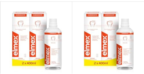 elmex Mundspülung Kariesschutz 2x 400ml – antibakterielle Zahnreinigung ohne Alkohol schützt effektiv vor Karies – für die tägliche Anwendung mit zweifach aktivem Kalzium-Fluorid Schutzschild