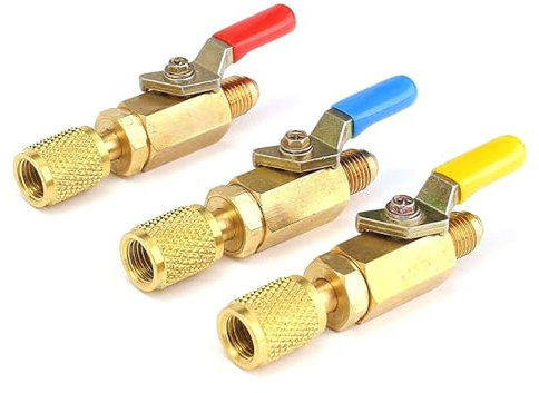 Domasvmd Pack Of 3 Air Conditioning Refrigerants Ball Valves Kits Shut-off Valves Brass Material Repair Part For Multifuntion Use Air Conditioning Refrigerants Ball Valves