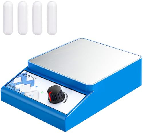 Magnetic Stirrer w/4 Stir Bars Set, Magnetic Stir Plate with Stir Bar Retriever, Magnetic Mixer 3000ml Lab Stirrer (w/o Heating)