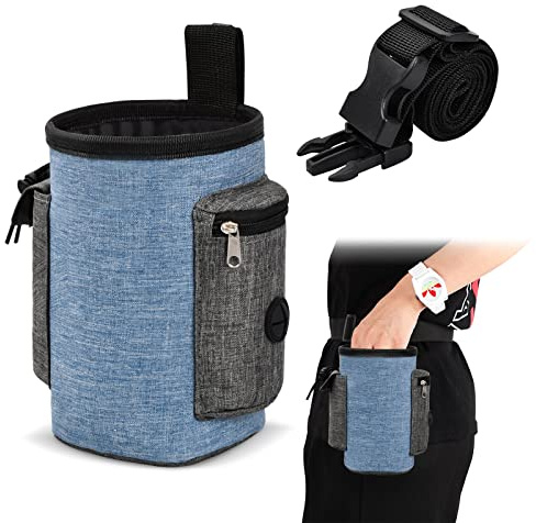 Dokeno Bolsa Premios Perro, Bolsa Entrenamiento Perro, Cinturón Ajustable, Portátil Dog Food Bag, Bolsa para Pasear Perros, Bolsa Manos Libres, Bolsa de Comida para Perros, Viajes, Caminatas ((Azul))