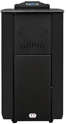 STUFE A PELLET ITALIA Asia - Estufa de pellets hidro para sistema de calefacción, eficiencia 90%, calienta 120 m², autonomía 22 h, programable, 5 potencias, color negro