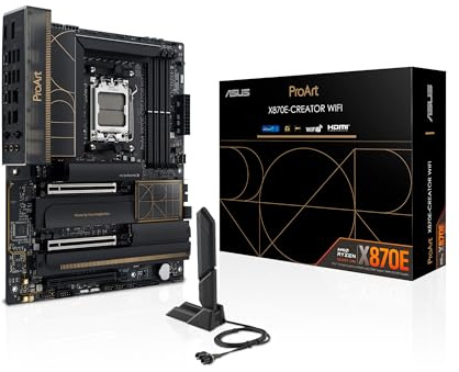 ASUS ProArt X870E-CREATOR WiFi AMD AM5 X870E ATX Motherboard PCIe® 5.0 x16 Slots with Full Support for Next-gen GPUs, 16+2+2 Power Stages, DDR5, Dual USB4®, 10 Gb & 2.5 Gb LAN, WiFi 7, Four M.2 Slots