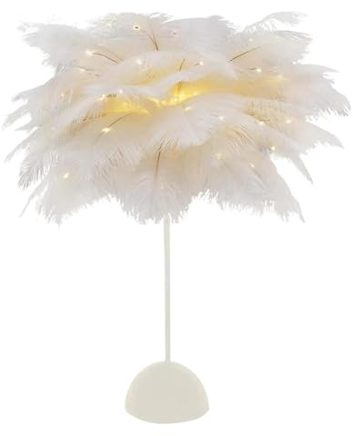 Lampada Da Tavolo in Piuma | Comodino LED Feather Light | Romantica Scrivania Elegante, Luce D'Atmosfera Per Centrotavola