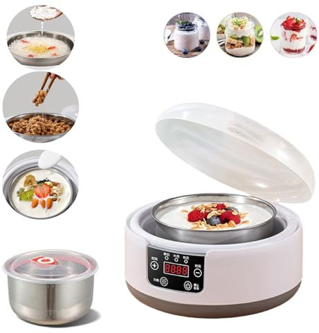 Jkapagzy Probiotic Yogurt Maker,1.2L Electric Probiotic Yogurt Machine, Automatic Digital Yoghurt Maker Machine,Healthy Breakfasts Yogurt Makers with LCD Display (Standard allocation)