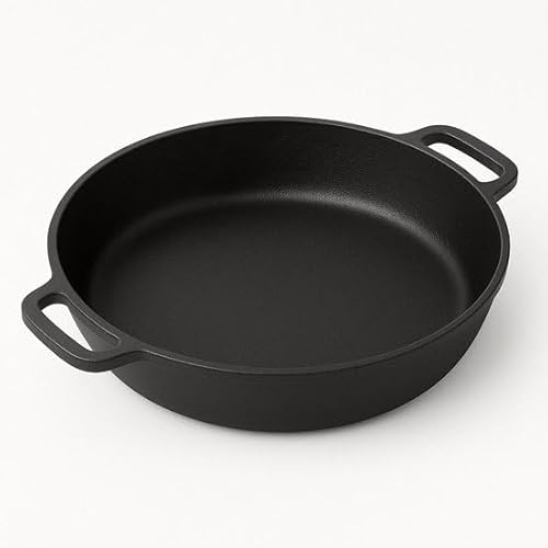 Maysternya Gusseisen BBQ Pfanne Ø28 cm – Hochwertige Grillpfanne für BBQ, Smoker & Outdoor-Küche – Ofenfest, Robust & Hitzebeständig – Bratpfanne aus massivem Gusseisen – Matt Schwarz