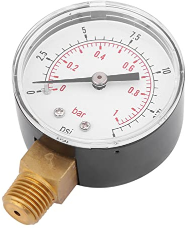 1/4 BSPT Manometre Pression Eau, 0-15 psi/0-1 bar Mini Jauge De Pression Sous Vide Double échelle Outil de mesure de pression pour carburant, air, huile ou eau