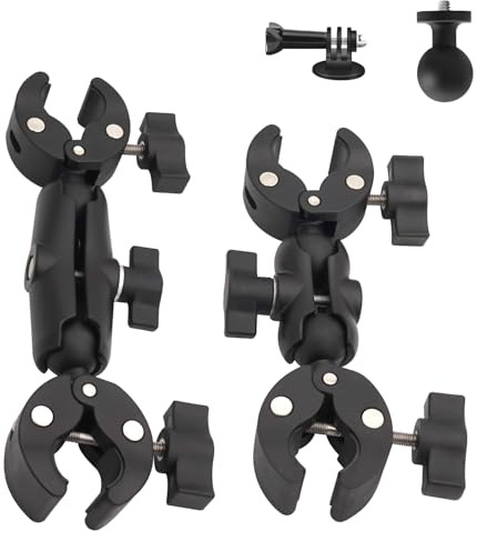 HAFOKO Motorcycle Handlebar Double Clamp Mount Compatible for Insta360 X5-X | Adjustable Clamp Fits 15–41mm Handlebars, for Motorcycles, Bicycles, UTV and ATV POV Footage Outdoor Riding Vlog Recording