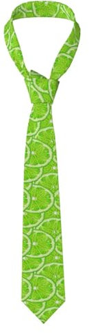 HYUNDP Corbatas de poliéster con estampado verde lima para hombre, corbatas finas y novedosas para bodas y fiestas.