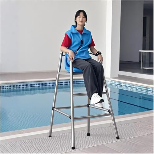 AVLLSO Above Ground Pool Ladder Pool High Chair for Lifeguard, 4ft 5ft 6ft Stainless Steel Lifesaving Observation Chair for Lake/Deck/Patio/Water Park(120cm/47.2in/3.9ft Tall)