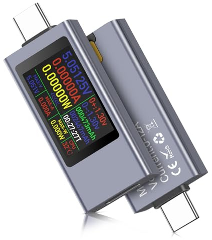 360W Usb Tester, 4-30V 0-12A Voltimetro Amperimetro Digital, USB C Tester Medidor de Potencia, Digital Multímetro Medidor de Corriente, Tipo C Probadores de Medidor