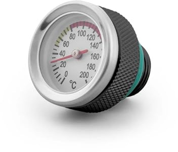 SAPIIKEF Motorrad-Tankdeckel mit Öltemperaturanzeige 0-200 ℃ Zeiger Zifferblatt Meter M20 x 1,5 Schwarz/Silber Gauge BX103073(Black)