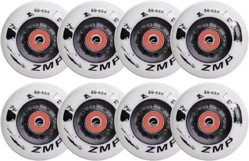 WSDAV 72mm / 76mm / 80mm 85A Inline Skate Rollen, Indoor Outdoor Skate Rollen, Rollen Ersatz, 8er Pack mit Lagern,Weiß,80MM