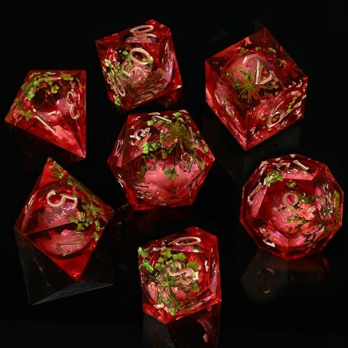 ORUZA 7 Stück Polyedrische DND Würfel Set Liquid D&D Core Würfel D4 D6 D8 D10 D12 D20 D% Treibsand Spielwürfel für Dungeons and Dragons RPG MTG Pathfinder Rollenspiele