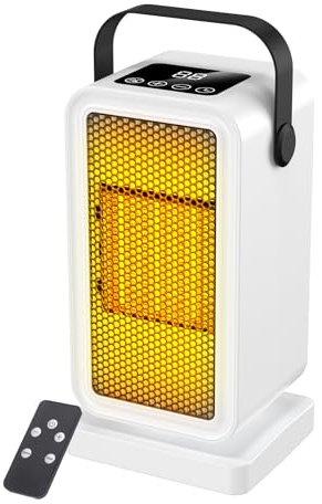 PTC Keramik Heizlüfter, 1200W Heizlüfter Energiesparend mit Fernbedienung, Thermostat, 3S Schnellheizen, 12H Timer, Überhitzungsschutz, LCD Display, Heizung elektrisch für Büro Zuhause Schlafzimmer