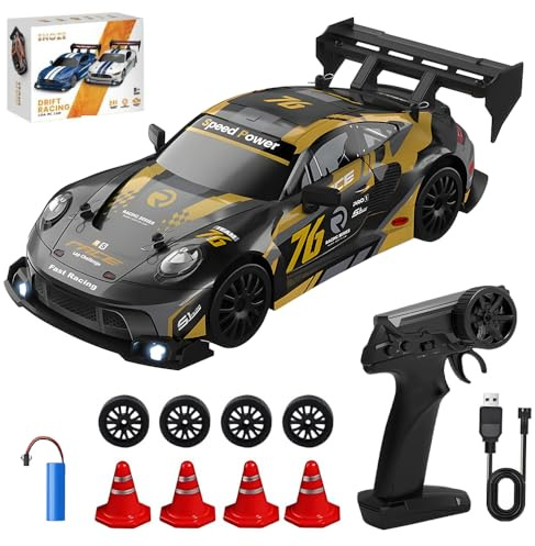 Hojalis RC Drift Car, 1:24 20KM/H Remote Control Mini Drift Cars with Cool Lighting, 4WD 2.4GHz High Speed Racing Vehicle Drifting Cars, Rechargeable Mini RCDrift Car for Kids and Adults