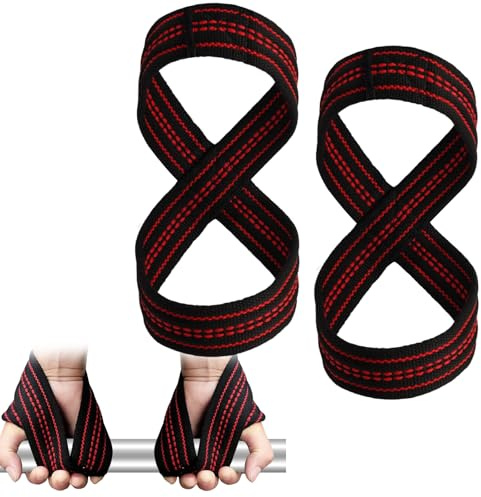 Sangle de Tirage Musculation en 8,Bande Poignet Fitness Lifting Straps | Sangle Gym Levage Wrist, Support de Poignet Bandage, Entraînement Bodybuilding Haltérophilie pour Femmes et Hommes