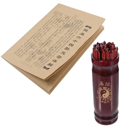 NOLITOY Adivinación con Palillos Chinos de Completo con Cubo y Libro Accesorio Retro para Suministro de Divinación Portátil y Duradero para Ocasiones Familiares Amigos
