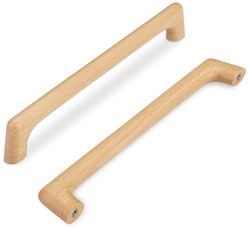 SYZOW 6 Stück Möbelgriffe aus Holz Schrankgriffe mit Schrauben Lochabstand 160mm, Länge 179mm