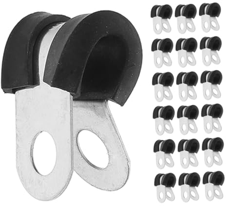 Ciieeo 100 Colliers de Serrage en Acier Inoxydable 304 R-type 8 Mm Coussin en Plastique, Pinces pour Gestion de Câbles et Fixation de Tubes, Assortiment 100 Pièces pour Plomberie,