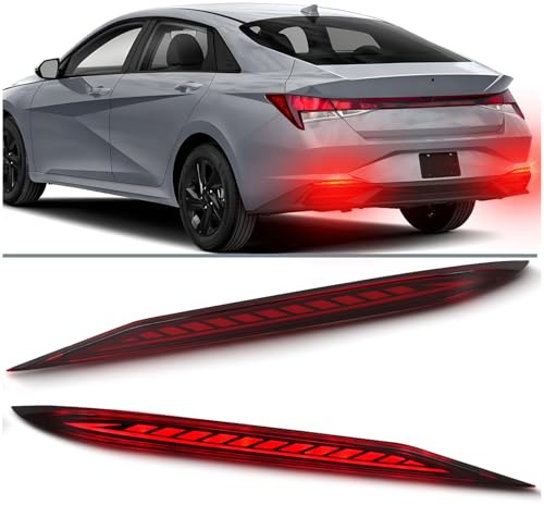 ULTRALTH Full LED Rear Bumper Reflectors Lights Fog Brake & Tail Lamps Kit for Hyundai Elantra 2021-2023 OEM Rear Bumper Reflectors Replacement (RED LENS)