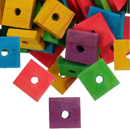 Toddmomy 100pcs Wooden Toy for Birds Parrot Wood Chip Chewing Toy Parakeets Cockatiels Wood Block Random Color