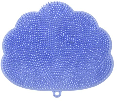 Silikonfotskrubbare, 30 x 25 cm molnformade duschfötter skrubbmatta halkfri sugmassage-nubbar duschtillbehör, himmelsblå