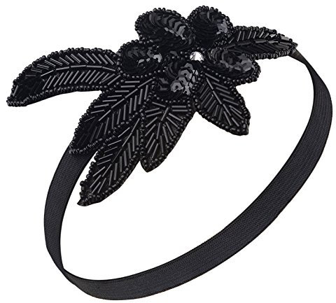 BABEYOND 1920s Stirnband Damen 20er Jahre Stil Haarband Gatsby Kostüm Accessoires (Schwarz)