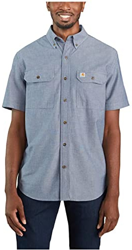 Carhartt Men's Fort Loose SS Shirt, Denim Blue Chambray, Large Tall